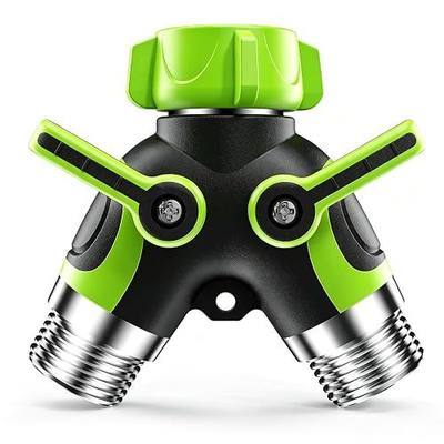 Insoma Hose Splitter 2 Way, Heavy Duty Garden Hose Splitter, 100% Metal Water Hose Connector with Dual Shut Off Valves, 3/4 Inch GHT Spigot Splitters with Extra Long Metal Handle for Outdoor Faucet