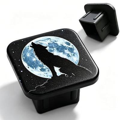 Trailer Hitch Cover Howling Wolf Against Moon Square 2 Inch Receiver Tube Plug Cover Compatible with Most Models Hitch Receivers Plug Fits Most Cars