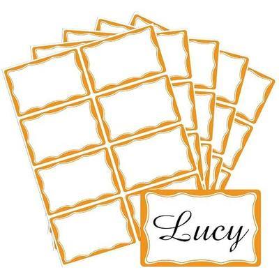 Starboling Name Tags Sticker,3.5" x 2.25" Self-Adhesive Large Name Tag Stickers for Kids,Classroom,School,Office,Conferences,Locker,School Supplies(Orange)