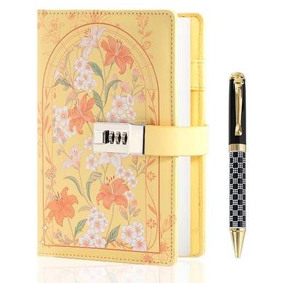 MGGAO Diary with Lock, A5 Lined Journal with Pen and Gift Box | Flower Pattern Design, Journal with Lock, 224 Numbered Pages, 100gsm Thick Paper, For Women Girls, for Writing, Journaling