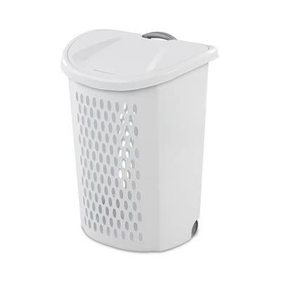 Laundry Basket with Wheels, Lid, and Handles for Easy Rolling, Dirty Clothes Organizer, White, 1 Pack