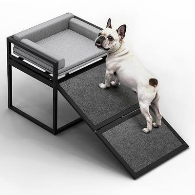 AZV Dog Chairs with Folding Ramps for Bed,Seat Stairs Mate for Small Dogs | Non Slip Steps for Puppy Cats Pets to Get on High Bed with Platform Doggie Office Window Perch Doggy Couch,Dachshunds Ladder