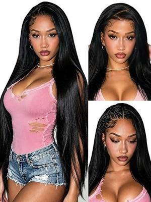 13x6 Lace Front Wigs Human Hair 30 Inch Straight Wigs Human Hair Lace Front Wigs for Women 200% Density Natural Black Wig HD Transparent Lace Closure Wigs Human Hair
