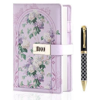 MGGAO Diary with Lock, A5 Lined Journal with Pen and Gift Box | Flower Pattern Design, Journal with Lock, 224 Numbered Pages, 100gsm Thick Paper, For Women Girls, for Writing, Journaling