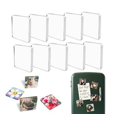 10 Pcs DIY Fridge Magnets, Acrylic DIY Magnets for Fridge 2x2 Inch, DIY Magnets Photo Frame Set, Clear Acrylic Magnet for Crafts, Classroom, Kitchen & Office Decor