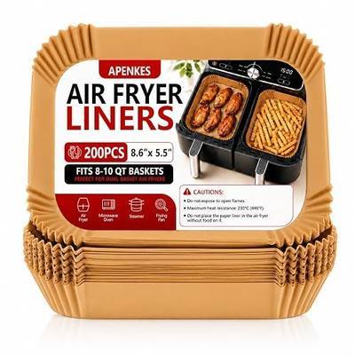 200 PCS Rectangle Air Fryer Liners, 8.6 X 5.5 In Air Fryer Disposable Paper | For Ninja Dual Air Fryer Liners, Unbleached Parchment Paper, Non-Stick Baking Paper for Roasting, Microwave & Oven