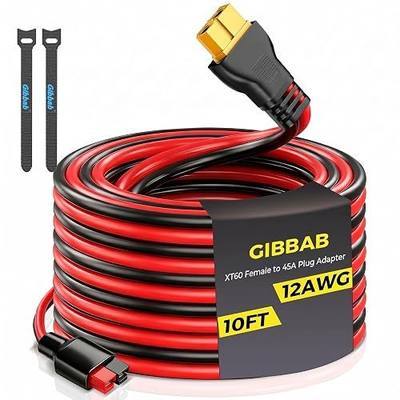 10FT 12AWG XT60 Female to 45A Plug Adapter, Solar Extension Cord | Red Black Pure Tinned Copper Charging Connector Cable, IP68 Weatherproof Waterproof Panel Portable Power Station LiFePO4 RC