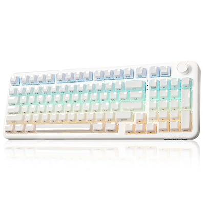 YUNZII X98 96% Wireless Hot Swap Keyboard with Knob (Milky White, Snow) | BT5.0/USB-C/2.4G, RGB Gasket Mount, QMK/VIA Programmable, Jelly keycaps for vivid look