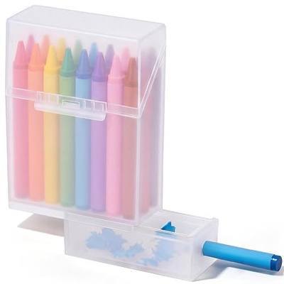 Clabby 1 Pcs 2 in 1 Plastic Clear Crayon Box With Sharpener Bulk Holds 24 Crayons Plastic Crayon Boxes With Hinged Lid and Snap Closure for Pen School Office Supplies Organization (Clear)