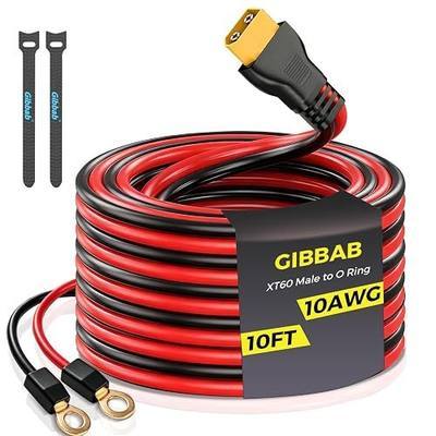 10FT 10AWG XT60 Male to O-Ring Terminal Solar Extension Cord | Pure Copper Charging Connector PA66 Injection Molded Wire IP68 UV Weatherproof Waterproof for Panel Portable Power Station