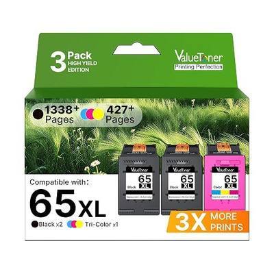 Valuetoner for 65XL 65 Ink Cartridges Black/Color Combo Pack 3-Pack | Works for HP Ink 65 HP65 HP65XL for HP Deskjet 3755 Ink Cartridges Envy 5055 5052 5058 DeskJet 2655 3720 3722 Printer