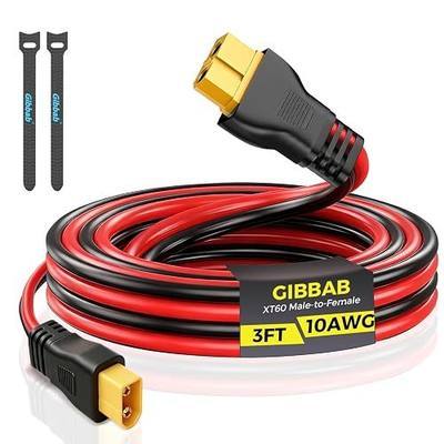 3FT 10AWG XT60 Extension Charge Cable Male to Female Connector Cord | For RV Portable Power Station Generator Solar Panel RC Battery, 3 10 15 20 30FT, 35A, Wire Tires, Injection-Molde Connectors