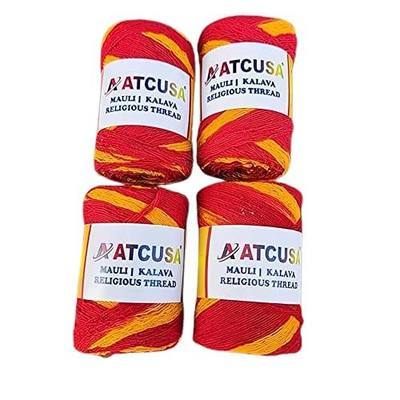4 x Handmade Mauli, Kalawa, Sacred Moli, Religious Cotton Thread, Pooja Dhaaga, Wrist Roll, Laccha, Pure Raksha Sutra, Rakhi, Organic Mouli Dhaga for Pujan, Havan, Worship, Diwali, mandir Prayer