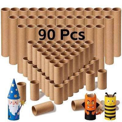 Dewgot 90 Pcs Cardboard Tubes for Crafts 2 Size Empty Toilet Paper Rolls, 1.7x10In&1.6X 3.93In, Premium Kraft Paper Strong and Pressure-Resistant, Craft Tubes for Classroom DIY Projects-Brown