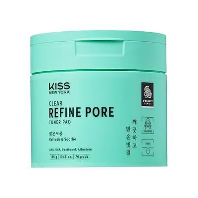 KISS NEW YORK Clear Refine Pore Toner Pads, Dual-Textured Facial Pore Pad Gently Exfoliates & Deeply Hydrates with AHA BHA Panthenol & Allantoin, Korean Skincare Soothes Sensitive Skin, 70 Count