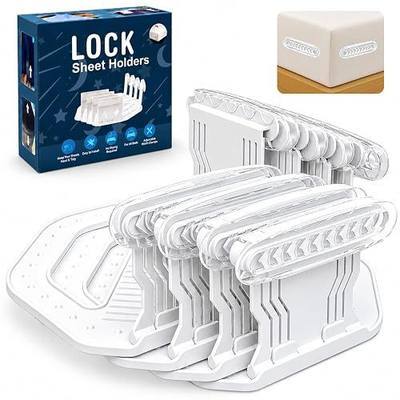 Bed Sheet Holders for Corners,Heavy Duty Bedsheet Clips with Enhanced Straps and Anti-Slip Pads,Lock Sheet Holders Keep Firm for No More Loose Sheets,Easy Installation for All Mattress Sizes (White)