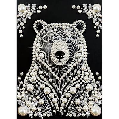 antor Bear Pearl Diamond Painting Kit, 5D Pearl Diamond Art for Adults and Beginners, DIY Crystal Rhinestone Diamond Dots Gem Art with Pearls Craft for Home Wall Decor, 11.81×15.75 Inch