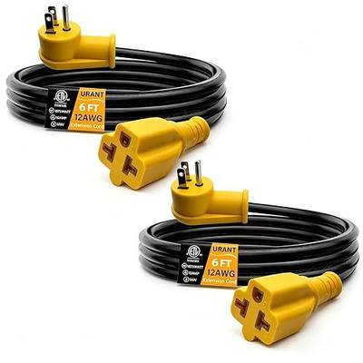 15 Amp to 20 Amp Adapter Extension Cord 6FT,12AWG 5-15P to 5-20R (2 Pack) | ETL 12AWG 1875W pure copper power,Space-saving 90° flat plug & 4-in-1 T-blade socket ideal for heavy RV & garage tools