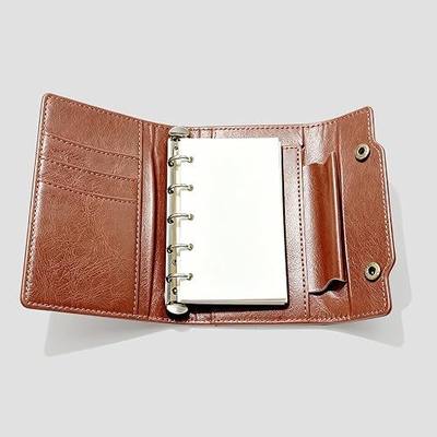 XIAMUY Pocket Notebook 5.12x3.94’’, 100 Sheets Refillable Paper, For Travel | A6 Size, Blank Paper, Cards Slots, Pen Holder, Leather Hardcover Notepad For Office, Sketch, Memo, Journal