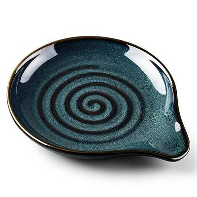 E-far Spoon Rest, Ceramic Spoon Holder for Stove Top, Heat-Resistant | 5 Inch Utensils Rest for Coffee Bar & Kitchen Counter Decor, Fits Ladles & Spatulas, Dishwasher Safe, Starry Blue