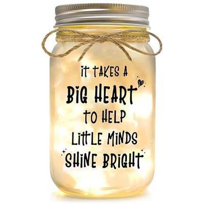 Kimoli Teacher Appreciation Gifts for Women Teacher Christmas Gift Mason Jar Night Lights with Warm Lights Home Decor