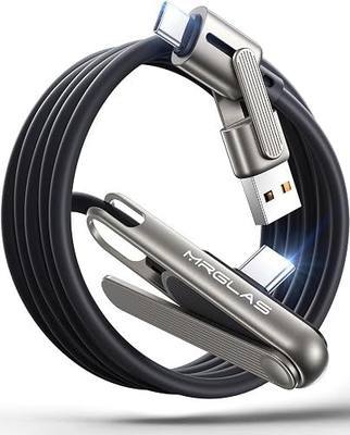【2026 Upgraded】3-in-1 240W Invisible Stand Fast Charging Cable, Chubby USB A/C to USB C Cable, 90 Degree Type C Charger Cord (4ft) with Built-in Phone Stand, for iPhone 17/16 Pro Max Galaxy S26 Ultra