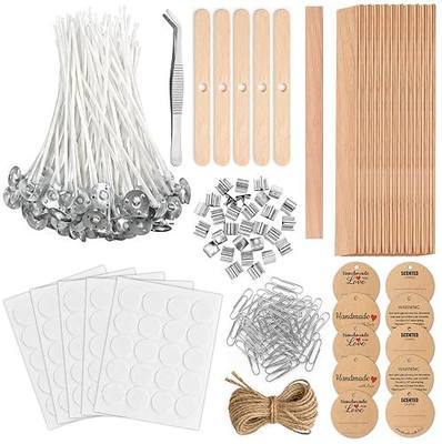 Candle Wicks for Candle Making Kit Supplies, 130 Pcs with 100 Cotton & 30 Crackling Wood Wicks for Soy Beeswax Candles, Holders & Stickers, Handmade Gifts Set (4 inch)
