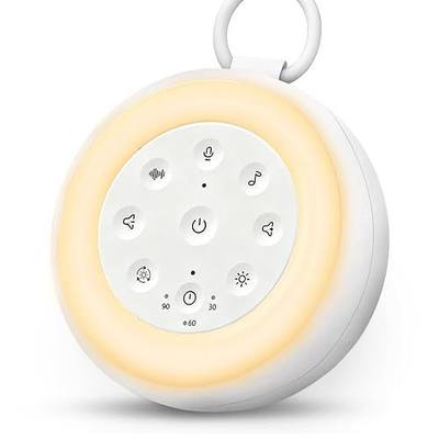 Portable Baby Sound Machine with Voice Recording & 24 Sleep Sounds | Bluetooth audio, soft night light, 7-color glow and rechargeable design for home, nursery and travel