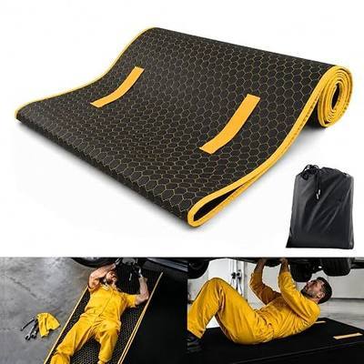 Magic Rolling Creeper Mat, 60 x 28in Foldable Two-Layer Cars Mechanic Repair Mat with Storage Bag, Multifunctional Mechanic Creeper Automotive Tool for Low Clearance, Special Roads, Cars, SUVs, Yellow