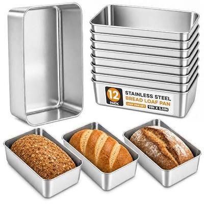 12 Pack Loaf Pans for Baking Bread,9×5In Stainless Steel Loaf Pan | Bread Loaf Tins for Homemade Bread Brownies, Meatloaf, Lasagna Cake, Sturdy, Oven, Dishwasher Safe, Silver