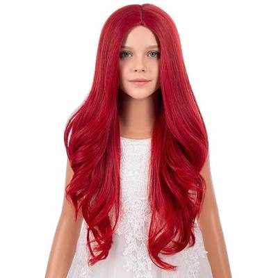 Kids Red Wigs Girls Reddish Curly Wavy Wigs Middle Part Long Wig | Child Long Wavy Wig for Daily Party Use,Halloween Costume,Heat Resistant,Synthetic Fiber