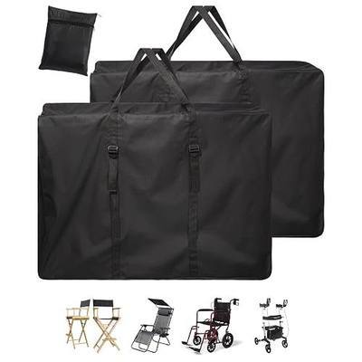 Zero Gravity Chair Cover, Folding Chair Storage Bag, with Double Zippers and Handles (Black, 2 Pack)
