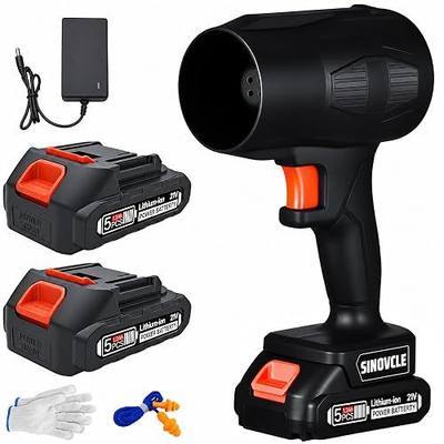 21V Cordless Leaf Blower, Dust Black | 2×1500mAh Battery & Charger Included, Lightweight Handheld Electric, Lawn Care, Garden Cleanup, Patio & Yard