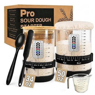 2 Pack Pro Sourdough Starter Jar Kit, 50oz & 34oz Wide Mouth | Large Glass Jars with Lid, Multi-Capacity Dough Storage, For Different Dough Volumes, Sourdough Bread Baking Supplies