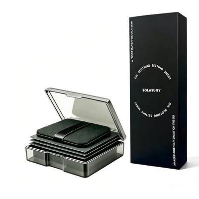 Black Oil Blotting Setting Sheet More Control Oil Keep Fresh Blotting Sheet with Mirror Puff & Recyclable Case 300 Sheets 1 Box 2 Refills