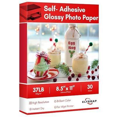 Glossy Sticker Paper for Inkjet Printer 8.5x11inch | 30 Sheets Adhesive Photo Sticker Quick Dry Works with Cricut machine Perfect for Stickers Labels