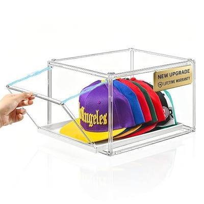 Ultra Clear Hat Organizer Drawer for Baseball Caps Storage, Heavy Duty Box Stackable with Magnetic Door Dustproof for Closet
