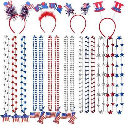 19 PCS 4th of July Accessories, Patriotic Party Favors Supplies Fourth of July Decorations Independence Day Celebrations Memorial Day Decor Classroom Prizes for kids