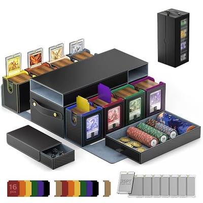 MoKo Commander Deck Box for MTG with Handle & Dice Tray, 8+2 Modular Design | 8-Deck Modular Card Case, Magnetic Holders & Dividers Included, Holds 1040+Double-Sleeved Cards, Playmat Storage, Fit TCG/EDH