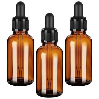 GIVAMEIHF 3 Pack 1 oz Amber Glass Dropper Bottles, 30ml Dark Thick Glass Tincture Bottles – Leakproof Refillable Essential Oils Container, Travel Size for Hair Oil & Personal Care