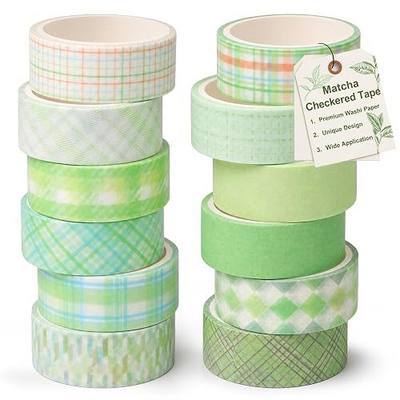 Washi Tape Set, 12 Rolls, Matcha Green Decorative Tape, Assorted Styles | 0.6 x 120 in / Roll, Craft Tape for Journaling, Scrapbooking, Planner, Gift Wrap & DIY Crafts, Stationery Supplies, Removable