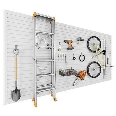 4 x 8 ft PVC Slatwall Panels for Garage Wall Organizer, White | Creates a 4 x 8 ft slat wall covering 32 sq ft; includes edge trims, mounting hardware, drill bit, and instructions.