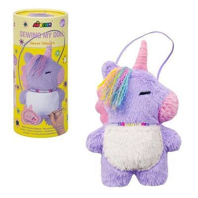 Avenir My First Sewing Kit Ages 6-8, Unicorn Stuffed Animal Craft Set | Child-safe pre-punched fabric, plush, pockets & beads, fun DIY sewing craft for kids