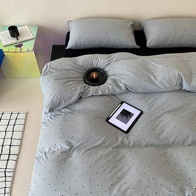 Black Polka Dot Duvet Cover Set TwinXL Size 3-Piece, Ultra Soft Jersey Knit Cotton Comforter Cover and 2 Pillowcases Gray-Blue Bedding Set for Kids Adults, Aesthetic Bedding Duvet Cover for Room Decor