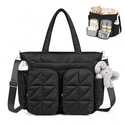 TOPEAST Diaper Bag Tote, Quilted Puffer Baby Bag with Insulated Pockets, Lightweight Hospital Bag for Mom & Dad, Travel, Work