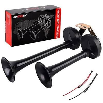 12V Electric Loud Car Horn Kit,Dual Trumpet Train Horn for Truck | 150dB Ultra Loud Universal Replacement car Horn for Pickup/SUV/Motorcycle/Boat/RV/Off-Road Vehicles,Easy Install&Waterproof
