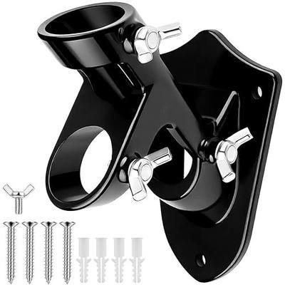 Flag Pole Holder for Outside House, Heavy Duty Aluminum Flag Pole Mounting Bracket, 2-Position Adjustable, Rust Proof Wall Mount with Stainless Hardware, Fits 1” Flagpole (Black-1 Pack)