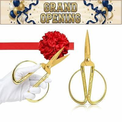Ribbon Cutting Ceremony Kit, Scissors Banner Bow, 6Pcs Grand Opening Set | 16.4ft red ribbon, white gloves, pull bow, gold scissors, reusable grand opening ribbon cutting ceremony kit