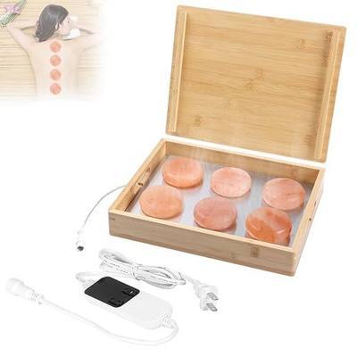 Himalaya Salt Stone Massage Set With Heater,Stone Massage Warmer With 6PCS Pink Crystal Spa Stones,Salt Massage Warmer with Temperature Controller for Relaxation, Self Care, Spa Home Use