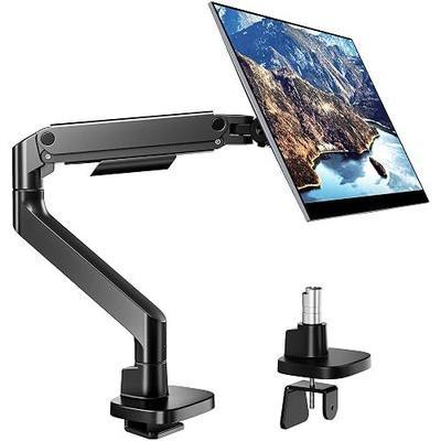 Pegzone Heavy Duty Single Monitor Arm, Gas Spring Monitor Mount for 17-49 Inch Ultrawide Screens, Computer Monitor Stand for Desk with C-Clamp/Grommet Base up to 44 lbs, VESA 75/100mm, Black